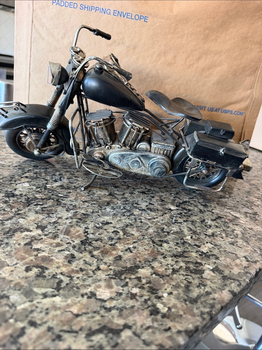 Black Metal Motorcycle Sculpture - Home Art Decor